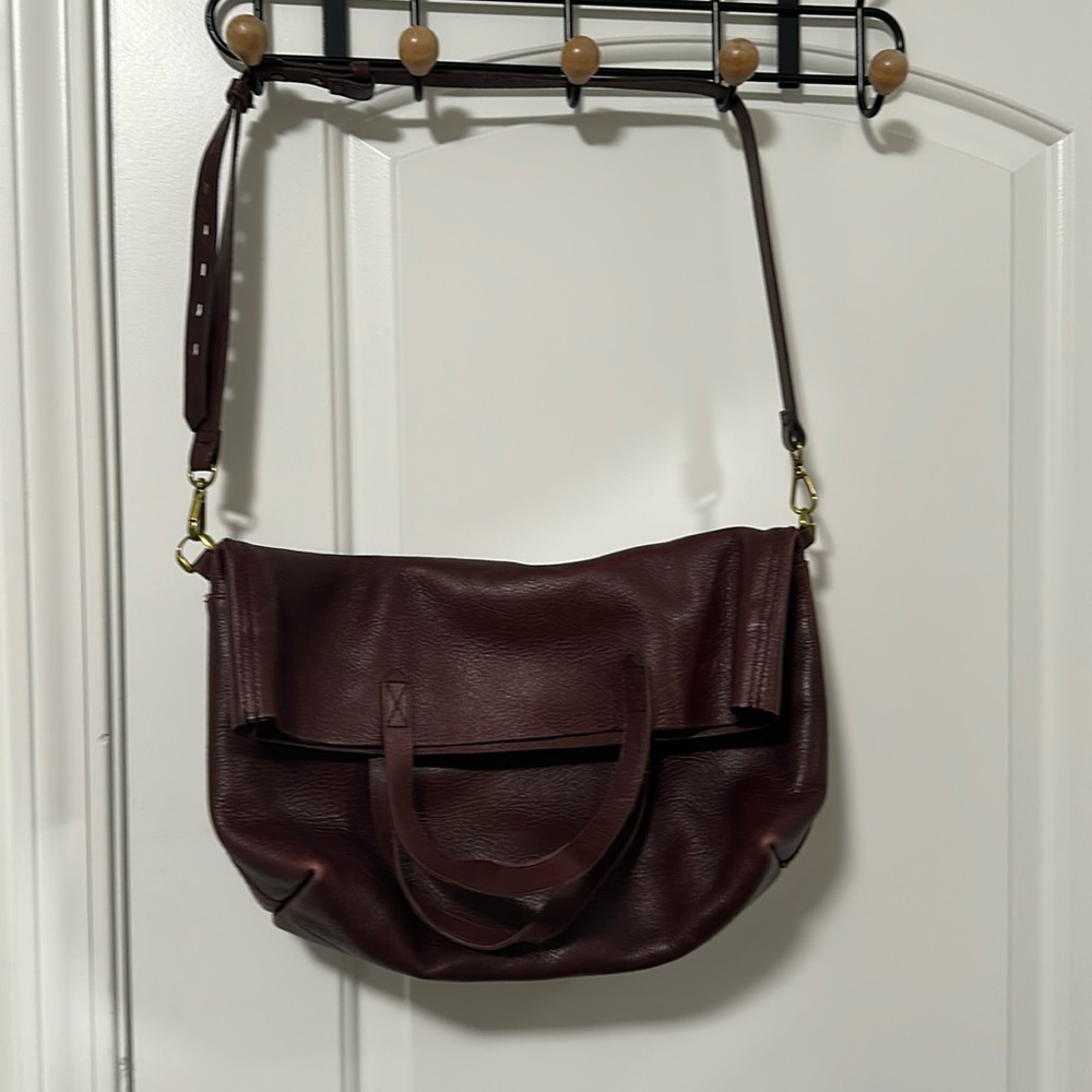 Madewell Oxblood Leather convertible tote